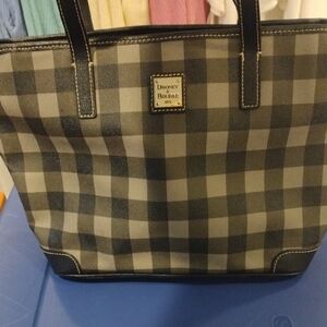 Dooney & Bourke Black and Gray Tote Bag with Leather Trim